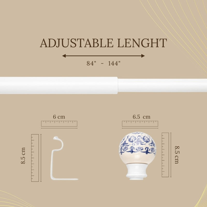 Medina Bar Extendable 1" Single Curtain Rods With Round Finial & Brackets media 5