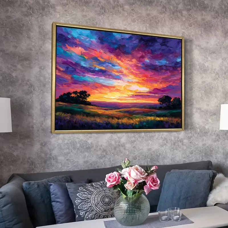 Sunfire Glow Canvas Wall Painting With Frame media 6