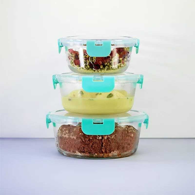 Crusade Round Glass Container (390, 635 & 930 ML) - Set Of Three media 3