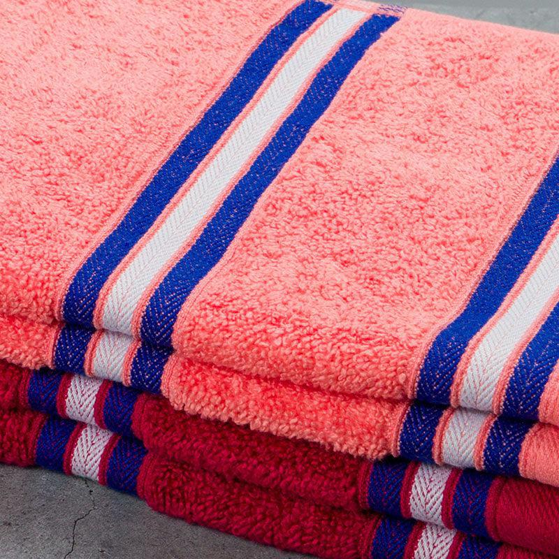 Nautica Dove Dual Down Cotton Hand Towel (Coral & Burgundy) - Set Of Four media 5