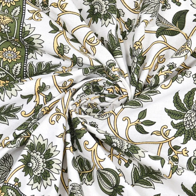 Craftet Cotton Bedsheet (Olive Green,White) - 240 TC media 5