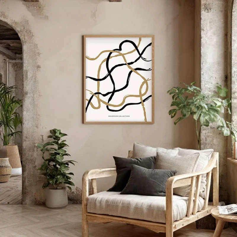 Measured Curve Canvas Wall Painting With Brown Frame media 5