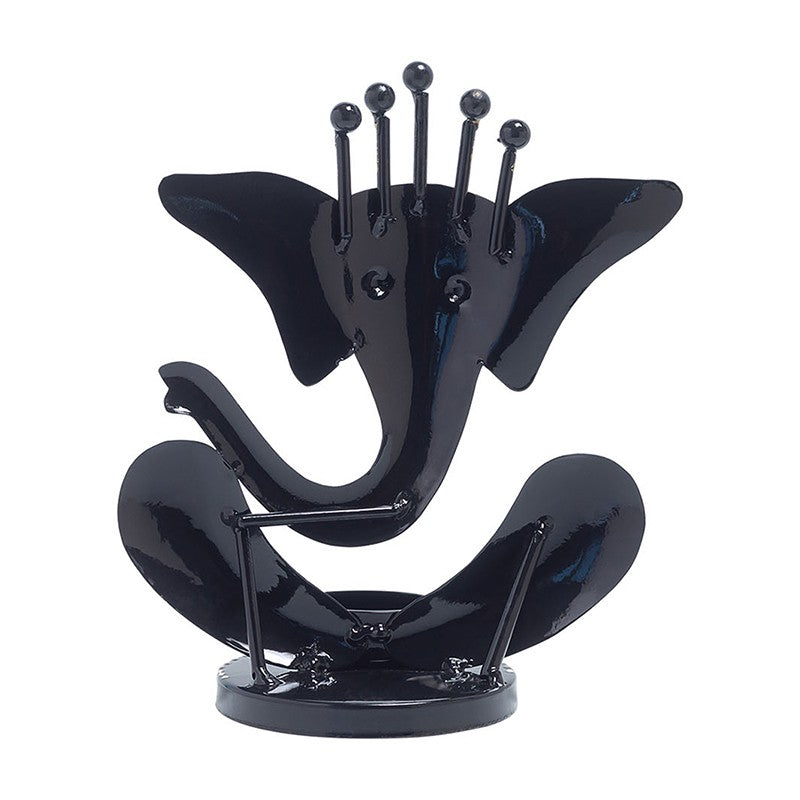 Ganpati Jyoti Hand Painted Tea Light Candle Holder - Black media 6