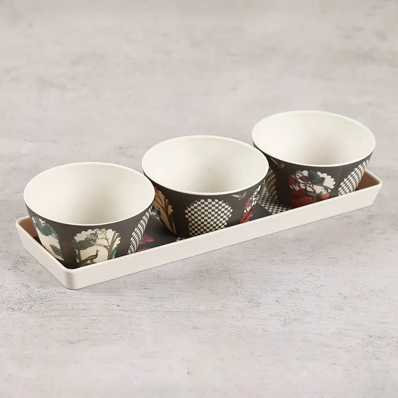 India Circus Memento Bone China Snack Bowl With Tray (150 mL) - Four Piece Set media 3