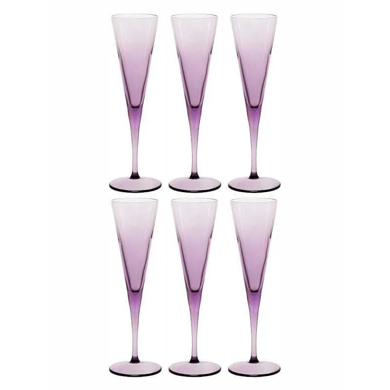 Pasabahce Twig Drop Purple Flute Glasses (150 ML) - Set Of Six media 3