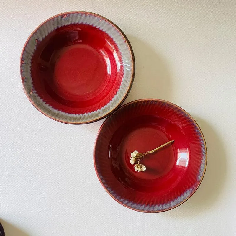 Raisel Pasta Plate (Maroon) - Set Of Four (7 Inches) media 4
