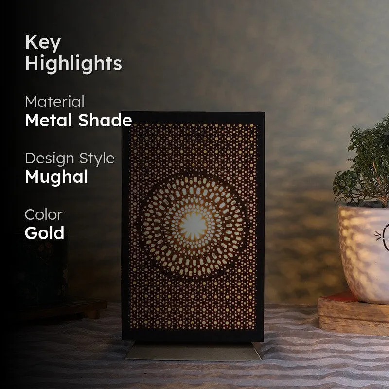 Anura Etched Floral Metal Table Lamp - Gold media 2