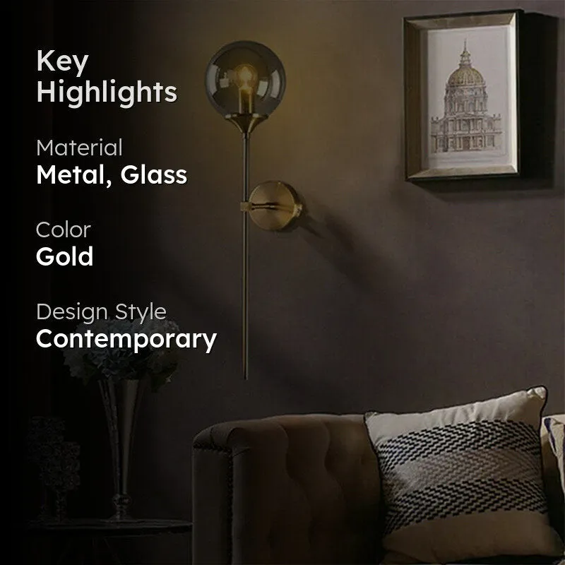 Elegant Orb Metal & Glass Wall Lamp media 2