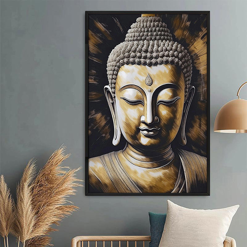 Golden Serenity Wall Painting With Frame