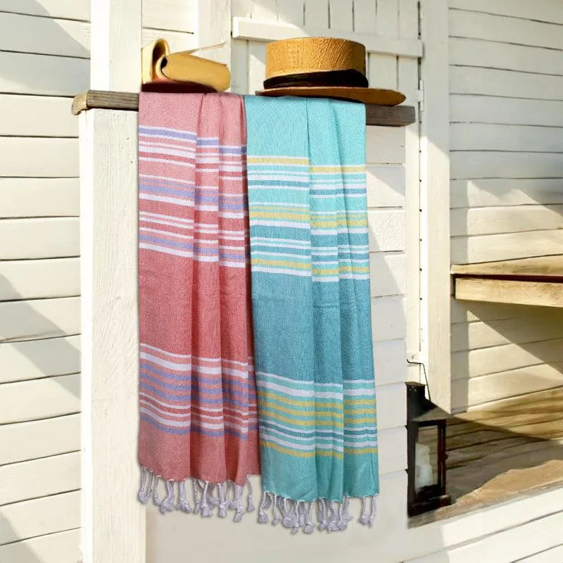 Jadore Bath Towel (Peach & Blue) - Set Of Two media 1