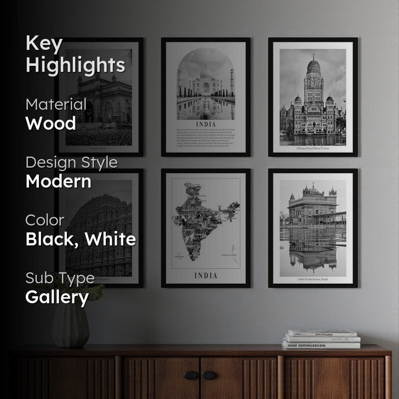 Monochrome Monuments I Wall Art With Frame - Set Of Six media 2