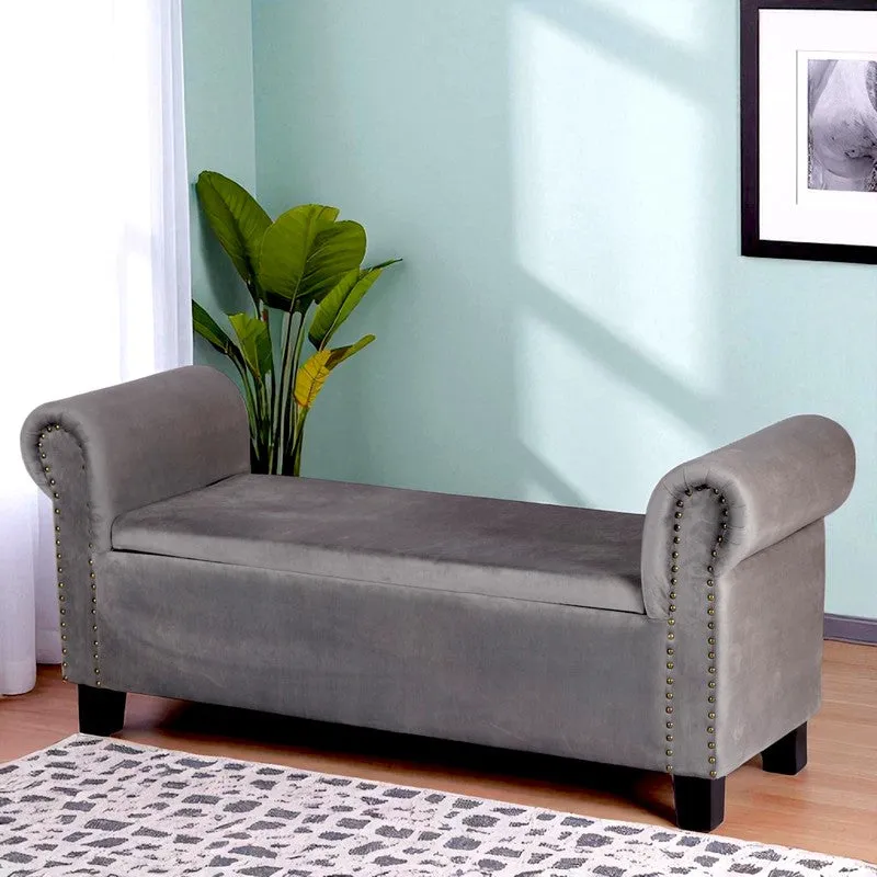 Vavro Sheesham Wooden Bench - Grey media 1