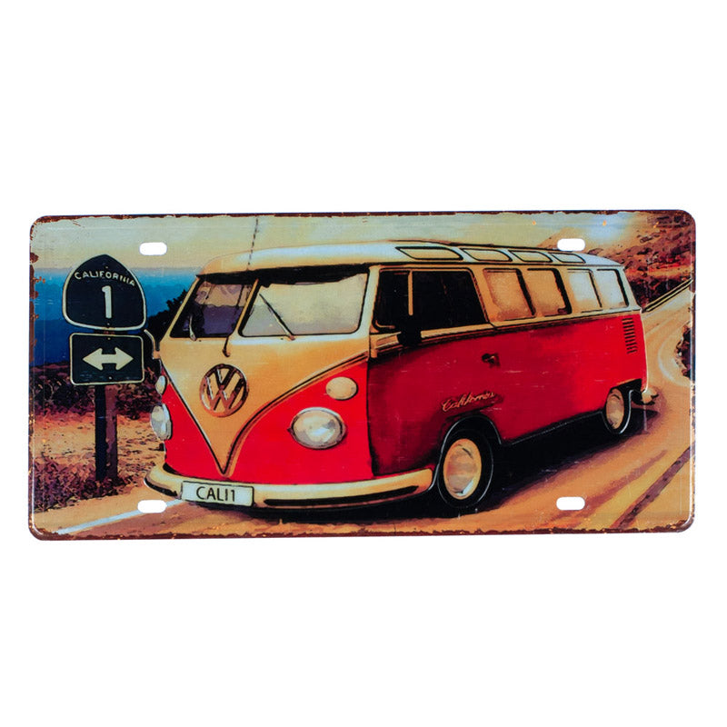 Volkswagen Red Van Metal Wall Accent media 4