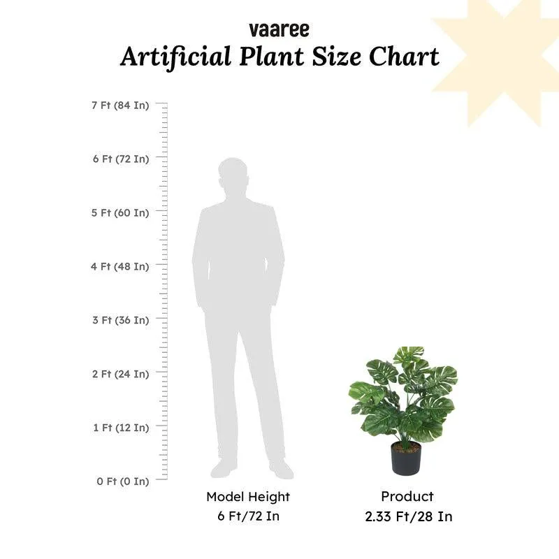 Faux Lush Monstera  Plant With Black Plastic Pot - 2.3 Feet media 7