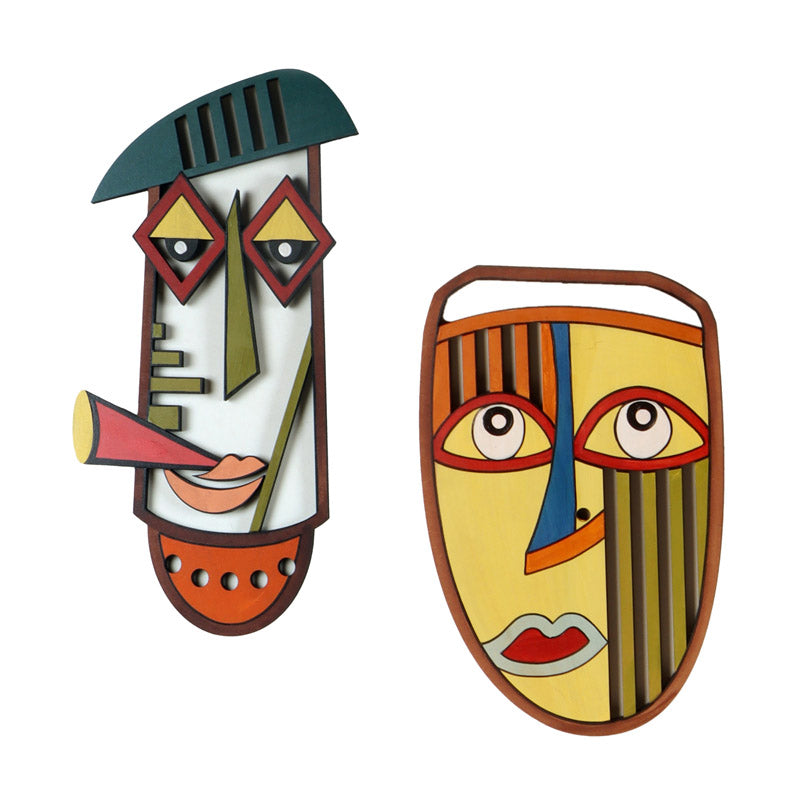 Raagini Mask Wooden Wall Accent - Set of Two media 3