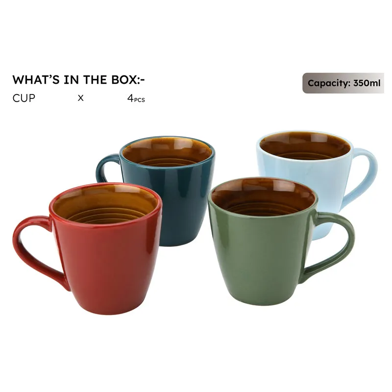 Karvaa Ceramic Coffee Mug (Multicolor/350 mL Each) - Set Of Four media 4