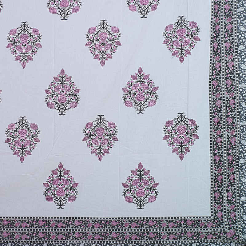 PetalRiwaaz Handblock Printed Cotton Bedsheet (Purple) - 400 TC media 8