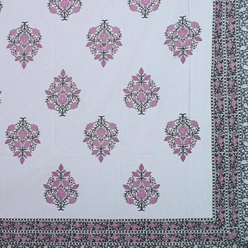 PetalRiwaaz Handblock Printed Cotton Bedsheet (Purple) - 400 TC media 8