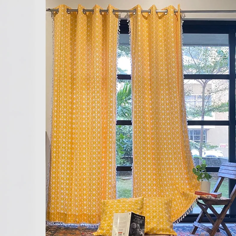 Urban Space Kanya Geo Curtain (Yellow) - Set Of Two media 2