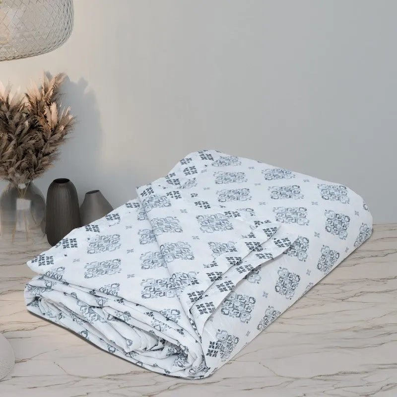 Florique Reversible Cotton Dohar (Blue,White) - 120 GSM media 10