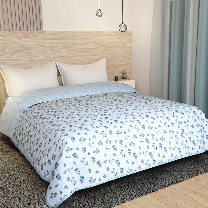 Floral Mist Printed Cotton Dohar (Blue,White) - 120 GSM media 3