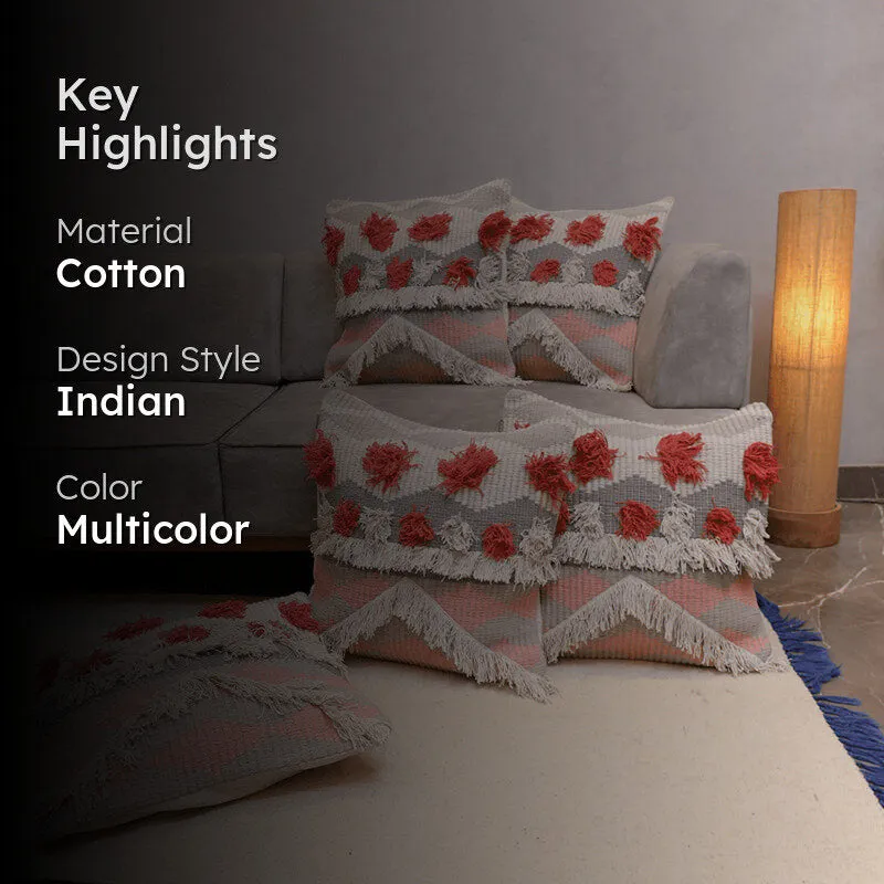 Button Bubble Tufted Cushion Cover (Multicolor) - Set Of Five media 2
