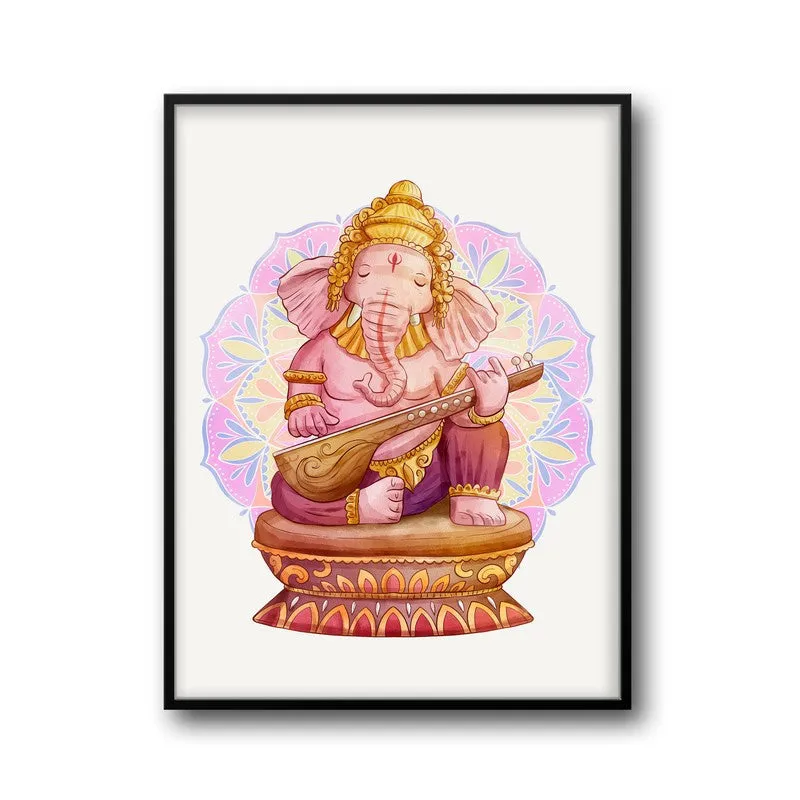Veena Vinayaka Archival Paper Wall Art With Frame media 6