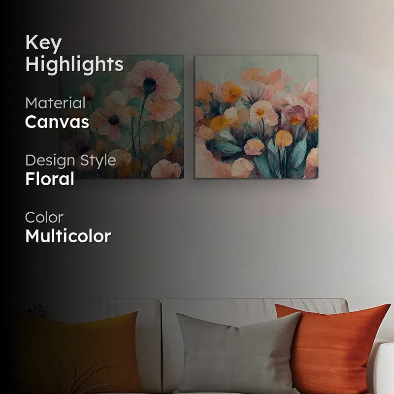 Blushing Skies Canvas Wall Painting - Set Of Two media 2