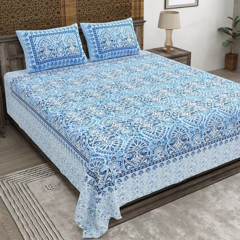 Craftar Cotton Bedsheet (Blue) - 240 TC media 1