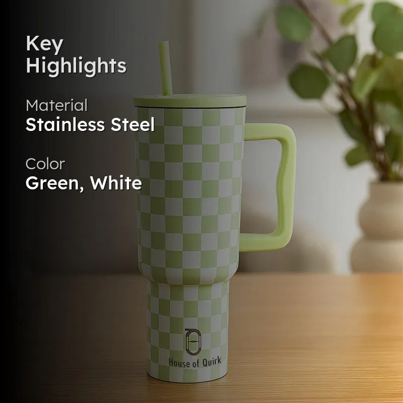 Chic Check Stainless Steel Tumbler (1200 ML) - Lime media 2