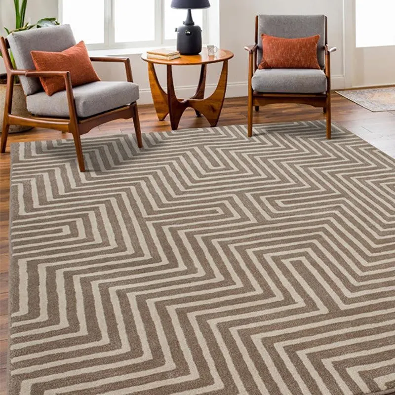 Denethor Hand Tufted Geometric Wool & Nylon Carpet - Grey media 3