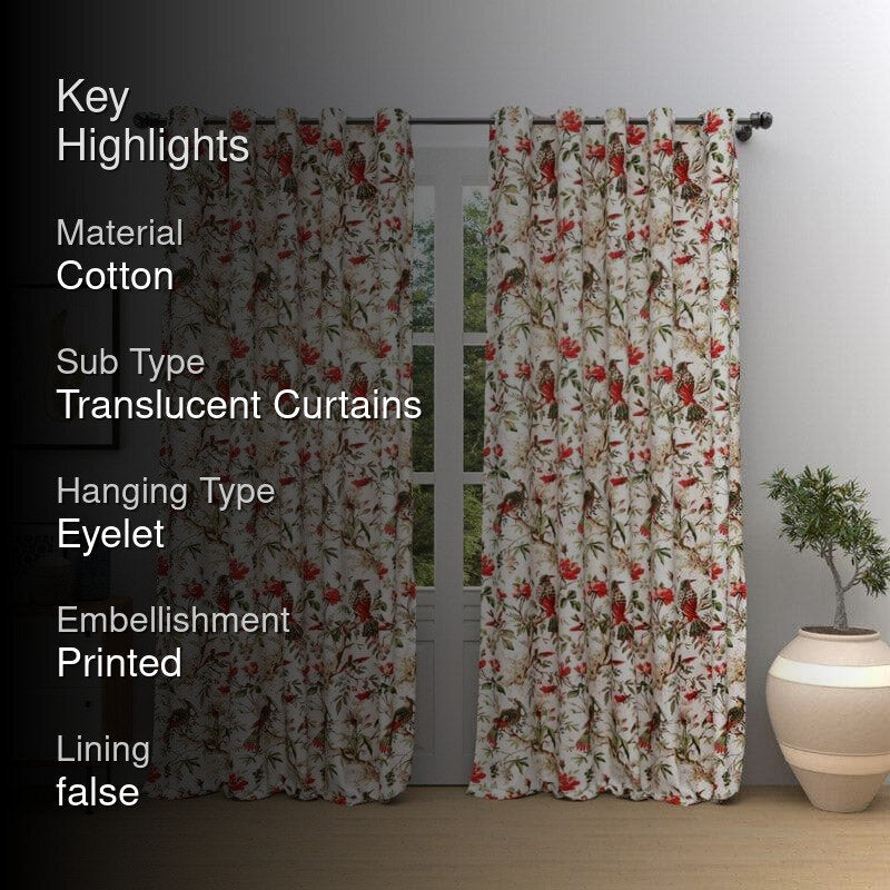 Koel Charm Curtain (Red) - Set Of Two image 2