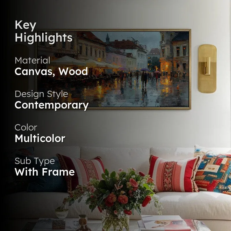 Nocturne Rain Canvas Wall Painting With Frame media 2