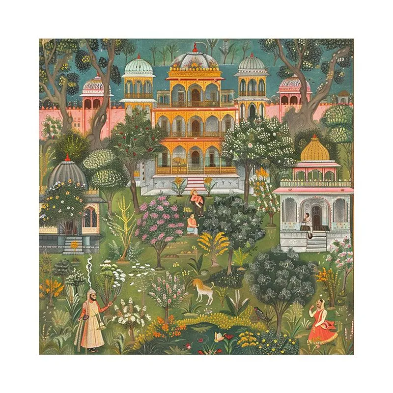 Mughal Garden Tranquility Poly Canvas Wall Painting media 4
