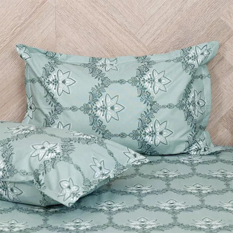 Amora Ethnic Cotton Bedsheet (Green) - 144 TC media 4