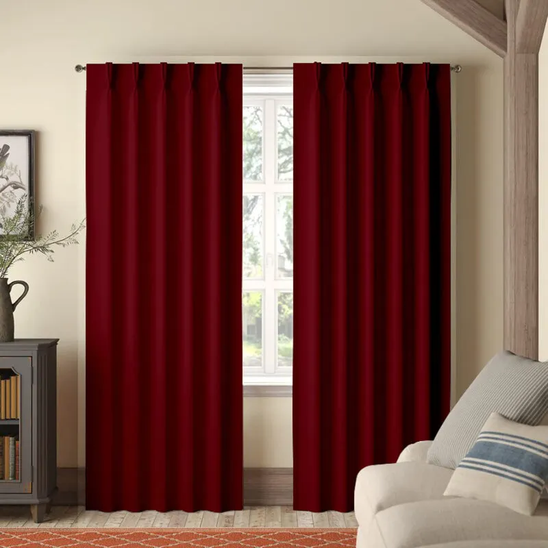 Imora Double Pinch Pleat Short Width Curtain - Burgundy media 1
