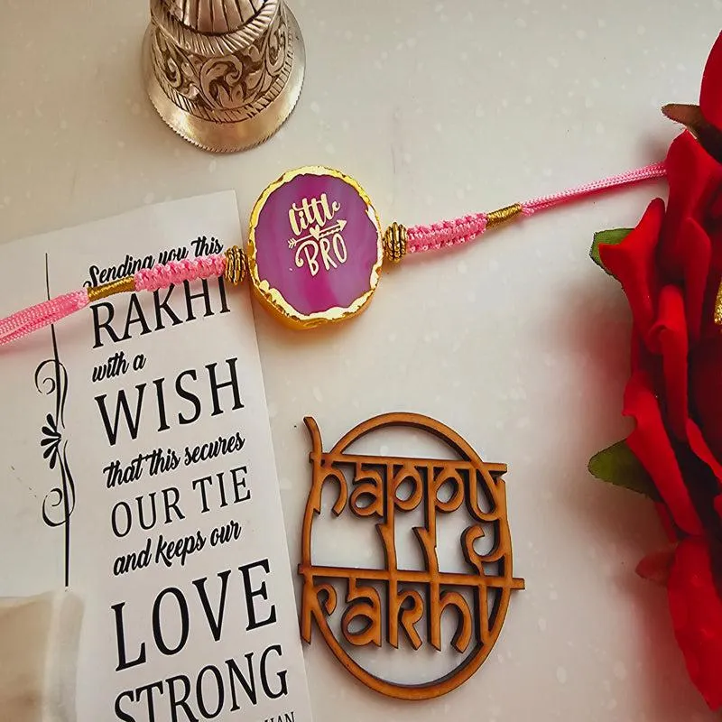 Bhai Behen Bond Pink Agate Rakhi Gift Set media 4