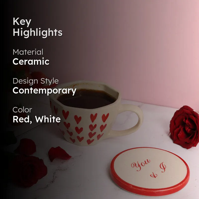 Heart Ceramic Coffee Mug (200 mL) - Two Piece Set - 2