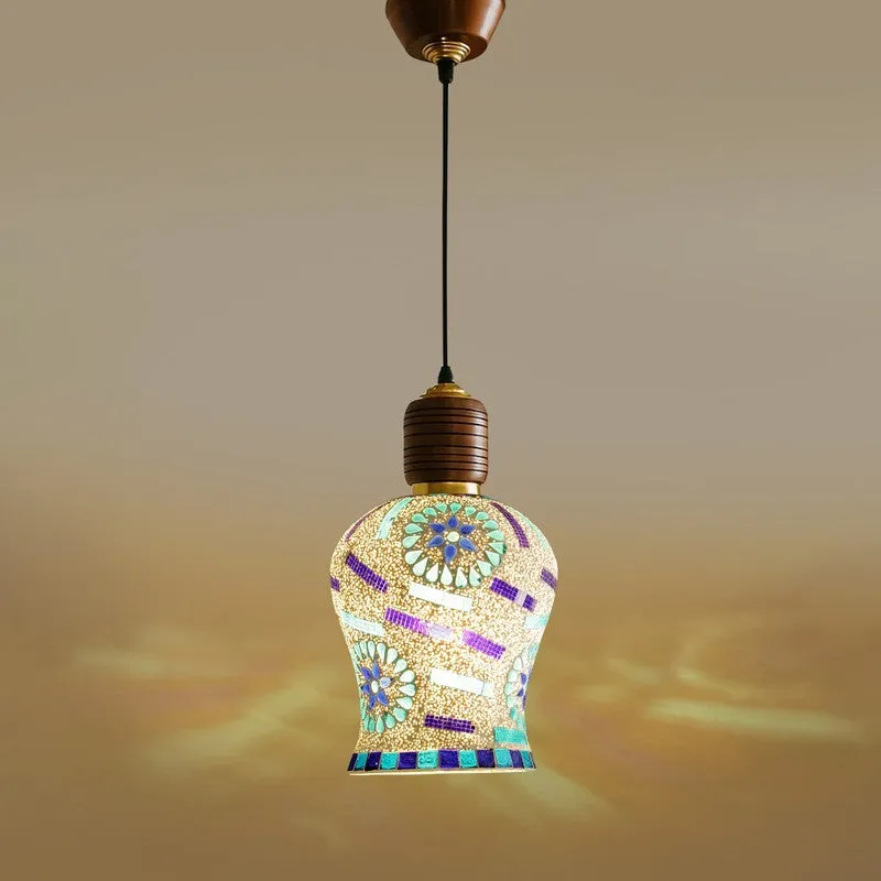 Mosaic Petal Pendant Wooden Ceiling Lamp media 6