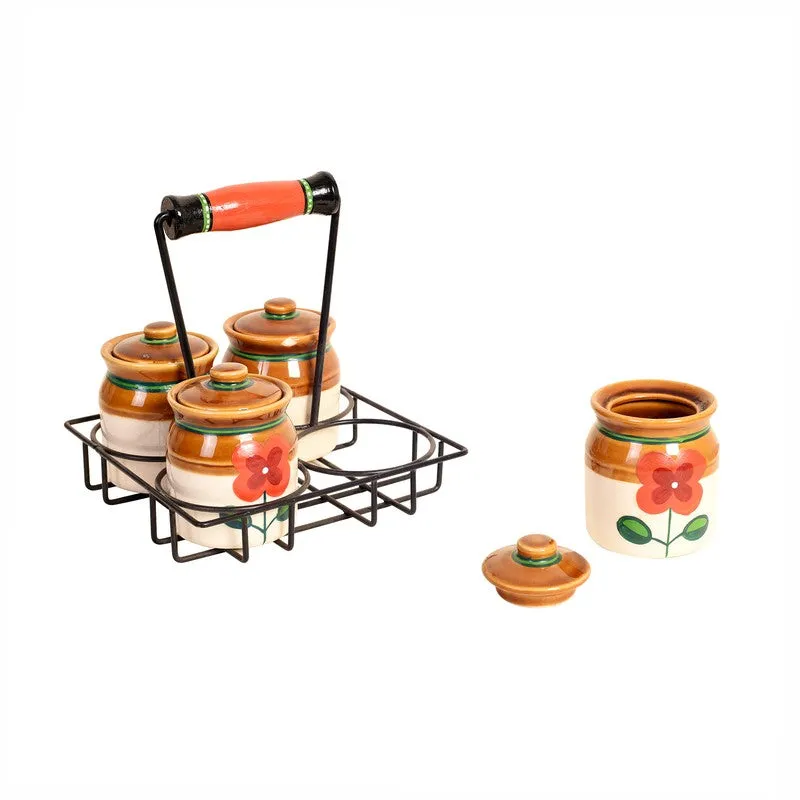 Achaari Ceramic Jar with Stand - Five Piece Set media 3