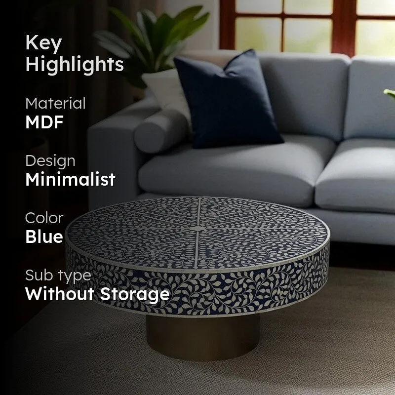 Elantra Bone Inlay Center Table - Blue media 2