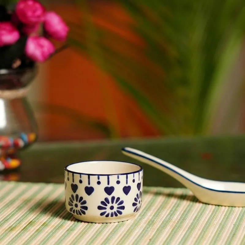 UrbanSip Ceramic Dip Bowls (Blue,White ,40 mL Each) - Set Of Four media 5