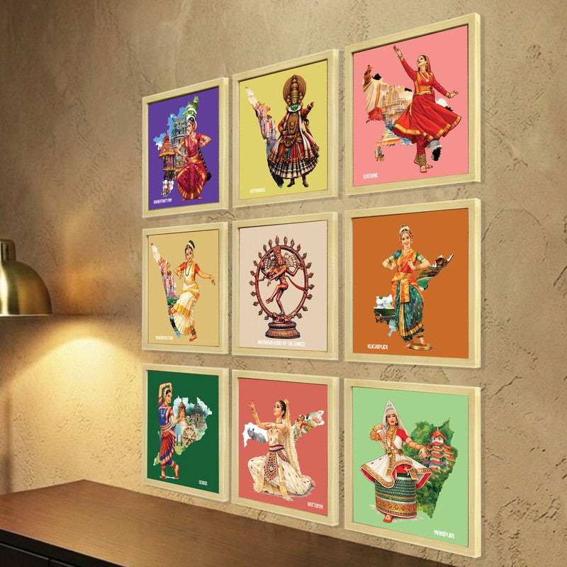 Kalayatra Paper Wall Painting With MDF Frame - Set Of Nine media 8