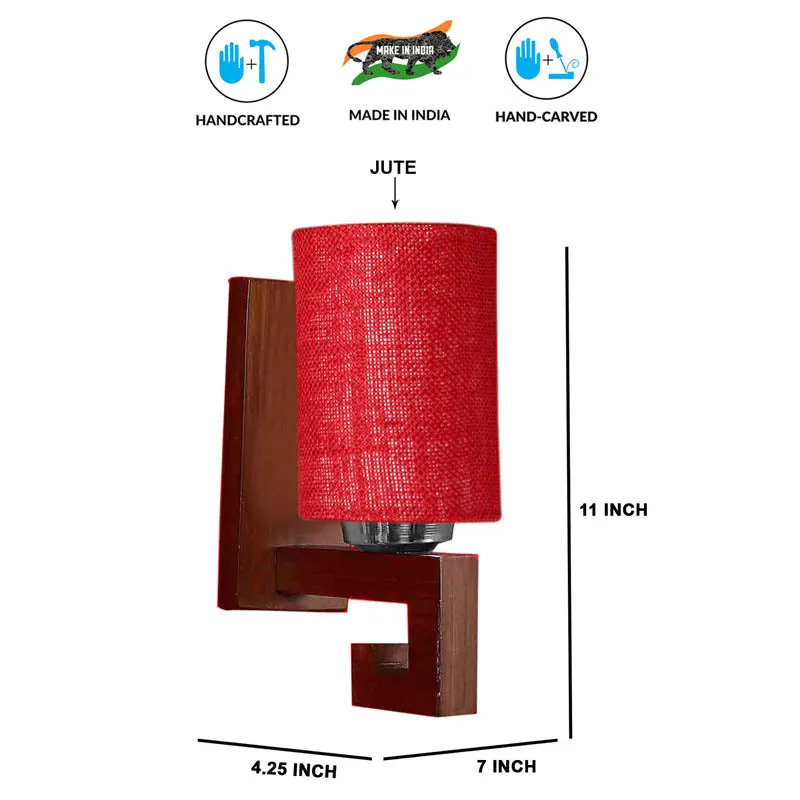 Puce Cylindrical Wooden Wall Lamp media 5