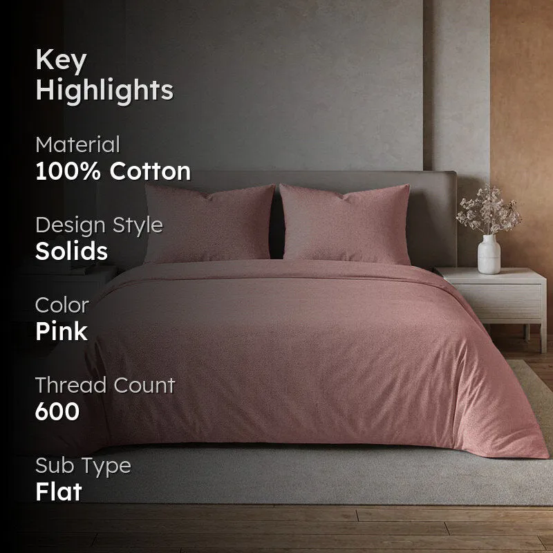 SoloTone Cotton Bedsheet (Pink) - 600 TC media 2
