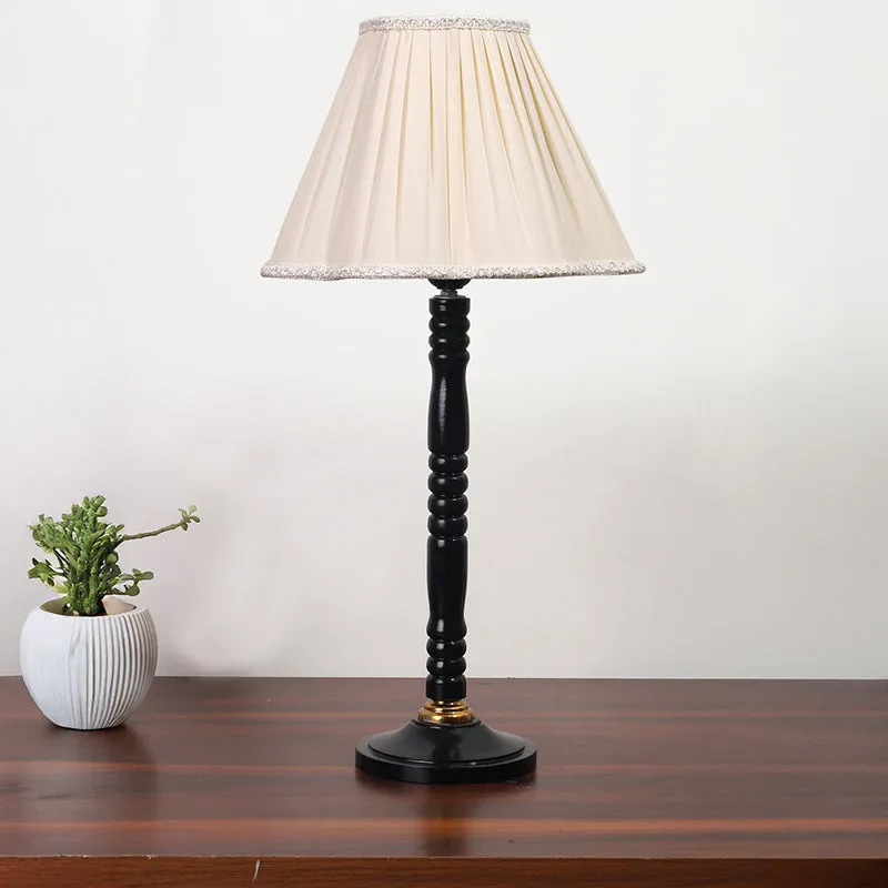 Foundry Light Table Lamp With Wooden Base - Ivory,Black media 3