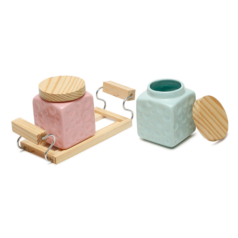 Rustic Storage Jars with Tray (280 mL Each)  - Three Piece Set media 3