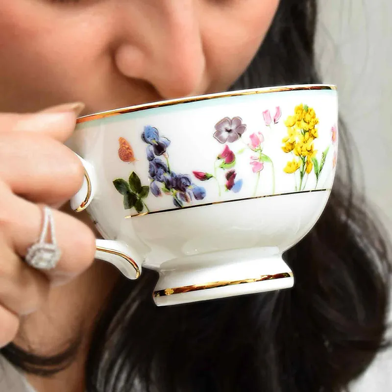 Basant 24k Gold Brushed Porcelain Tea Cup & Saucer (300 mL) - Set of Six media 6