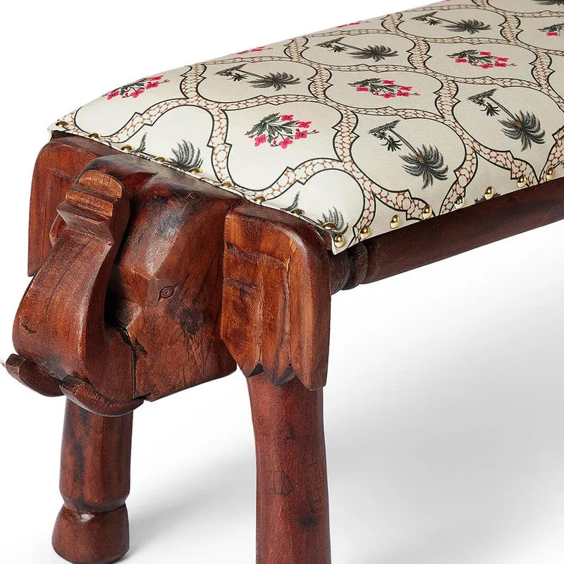 India Circus Acacia Wood Tropic Tryst Wooden Elephant Bench media 6