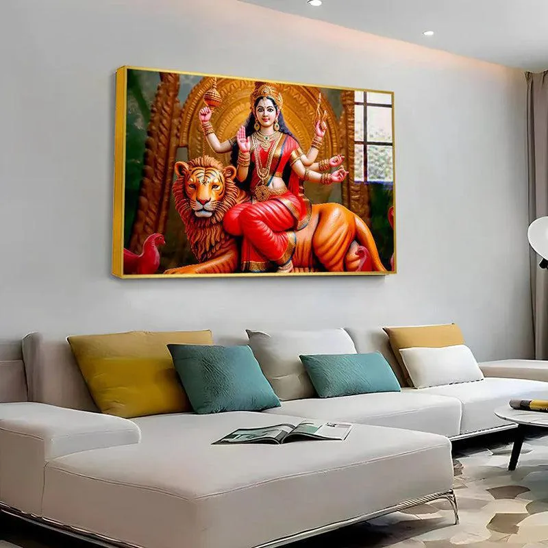 Divine Devi Spiritual Canvas Wall Art With Frame - Gold media 4